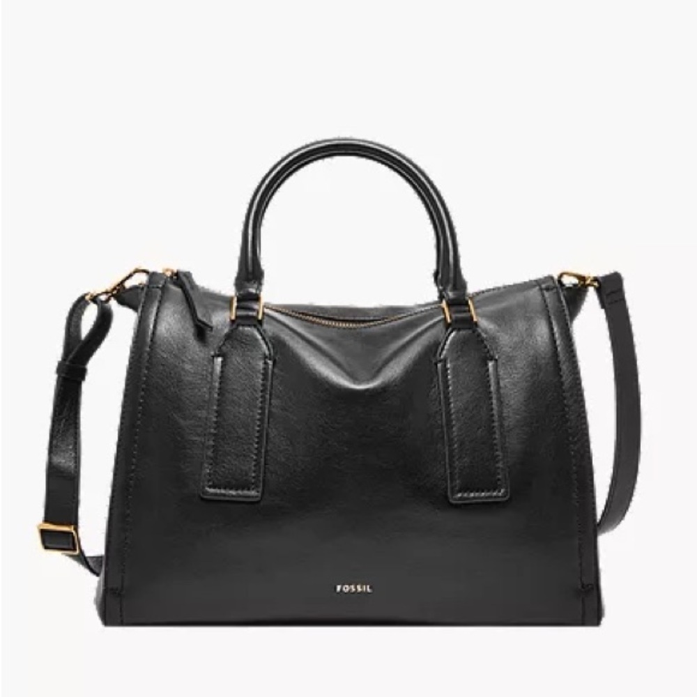 Fossil Black and gold hardware Parker leather Satchel. NWOT